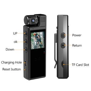 1080P HD Body Camera With Rotatable Lens, Portable Meeting Recorder With Screen & Clip, Wearable Video Recorder Supports TF Card For Law Enforcement & Conference