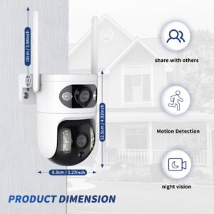 Dual-Lens Gun & Ball Linkage Security Camera, 1080P HD Night Vision WiFi Remote PTZ, Dual-Screen Home & Shop Yard Surveillance Equipment